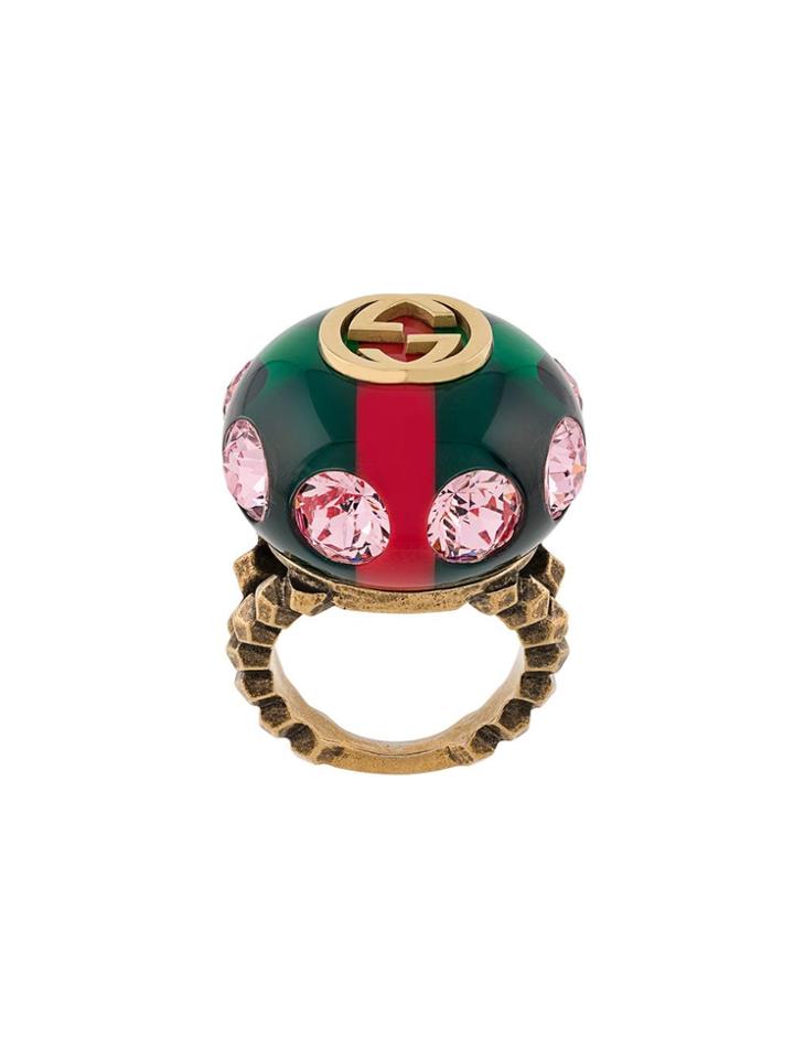 Gucci Gg Logo Ring - Green