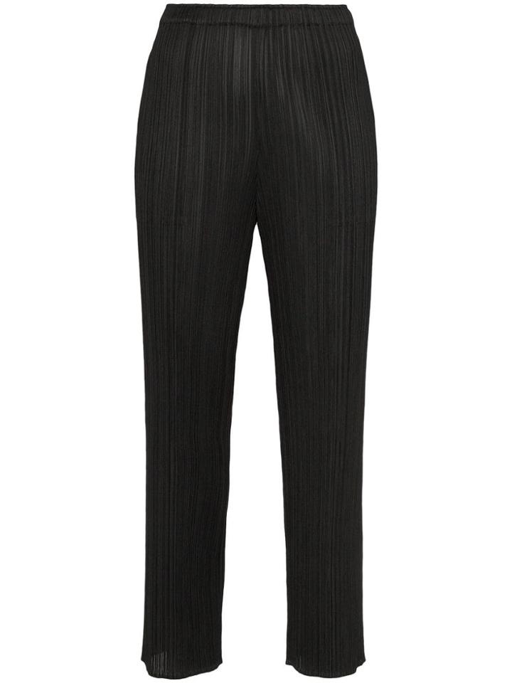Pleats Please By Issey Miyake High-waisted Slim Fit Trousers - Black