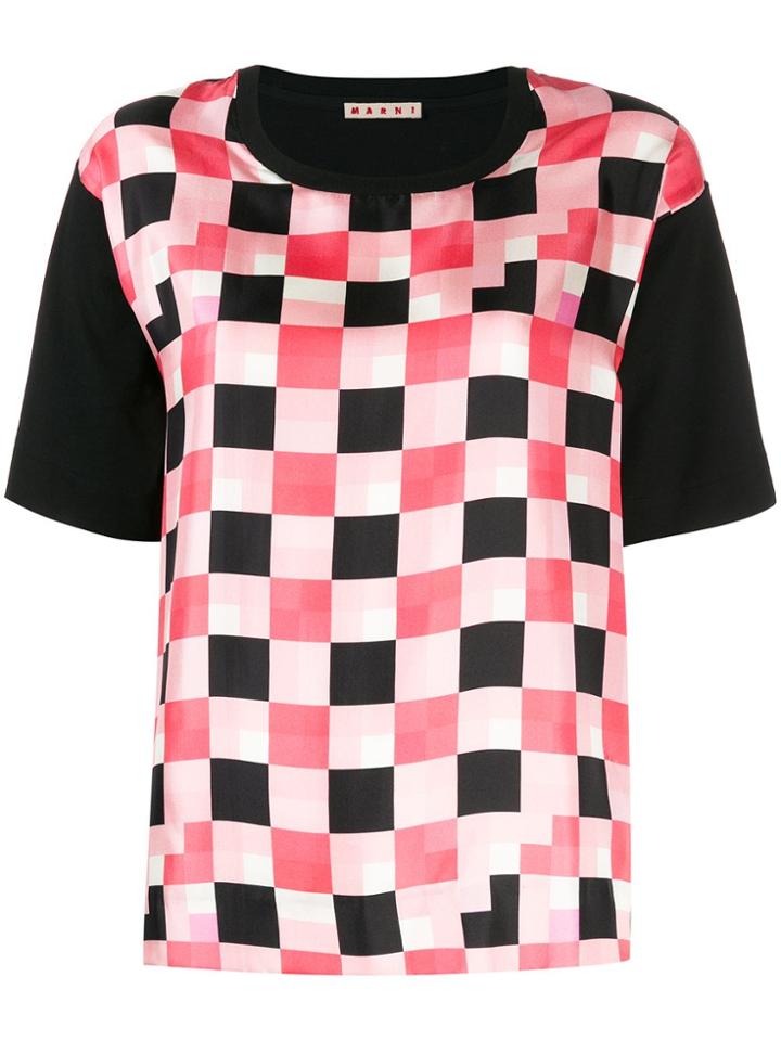 Marni Checked Panel T-shirt - Black