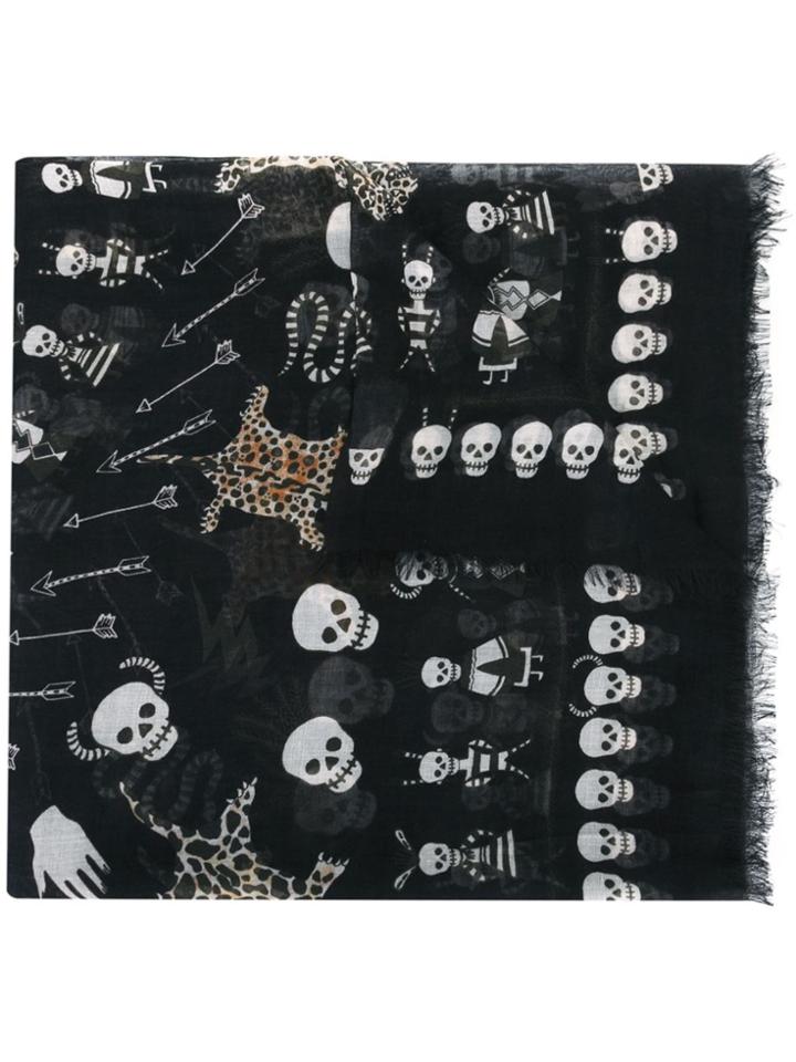 Alexander Mcqueen 'voodoo Skull' Scarf - Black