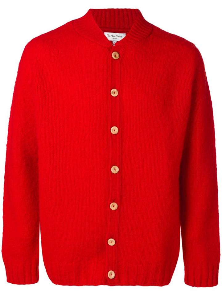 Ymc Long-sleeve Fitted Cardigan - Red