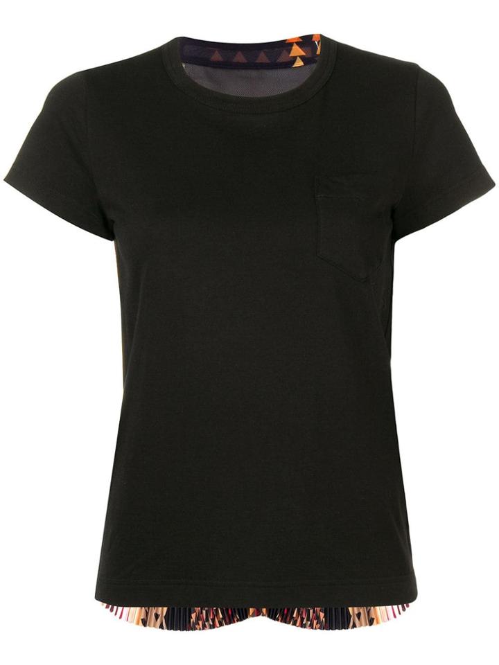 Sacai Aztec Pleated Back T-shirt - Black