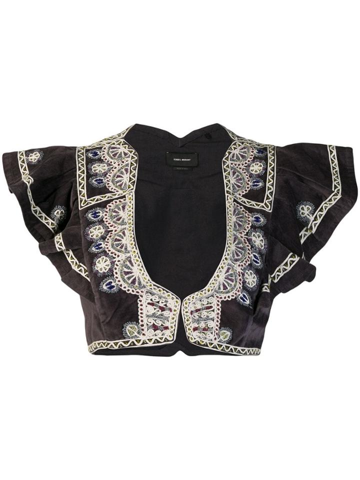 Isabel Marant Cropped Ruffled Waistcoat - Grey