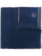 Canali Embroidered Scarf - Blue