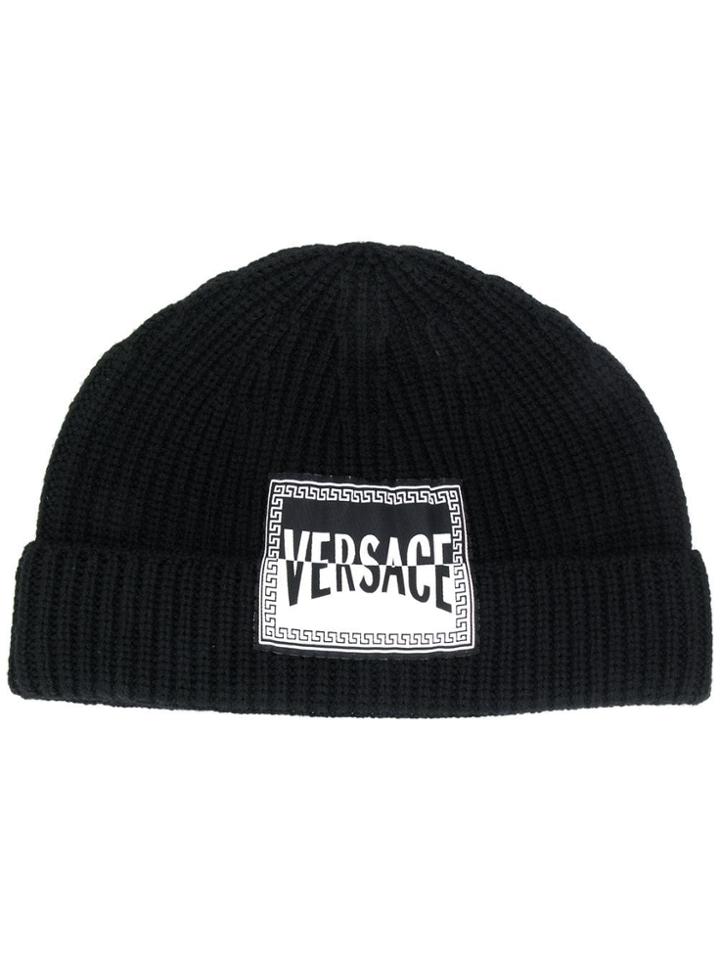 Versace Distorted 90s Vintage Logo Beanie - Black
