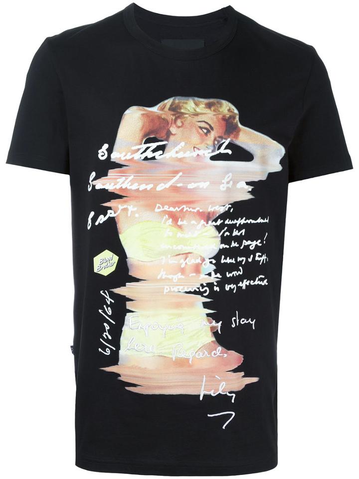 Stylised Print T-shirt - Men - Cotton - L, Black, Cotton, Blood Brother