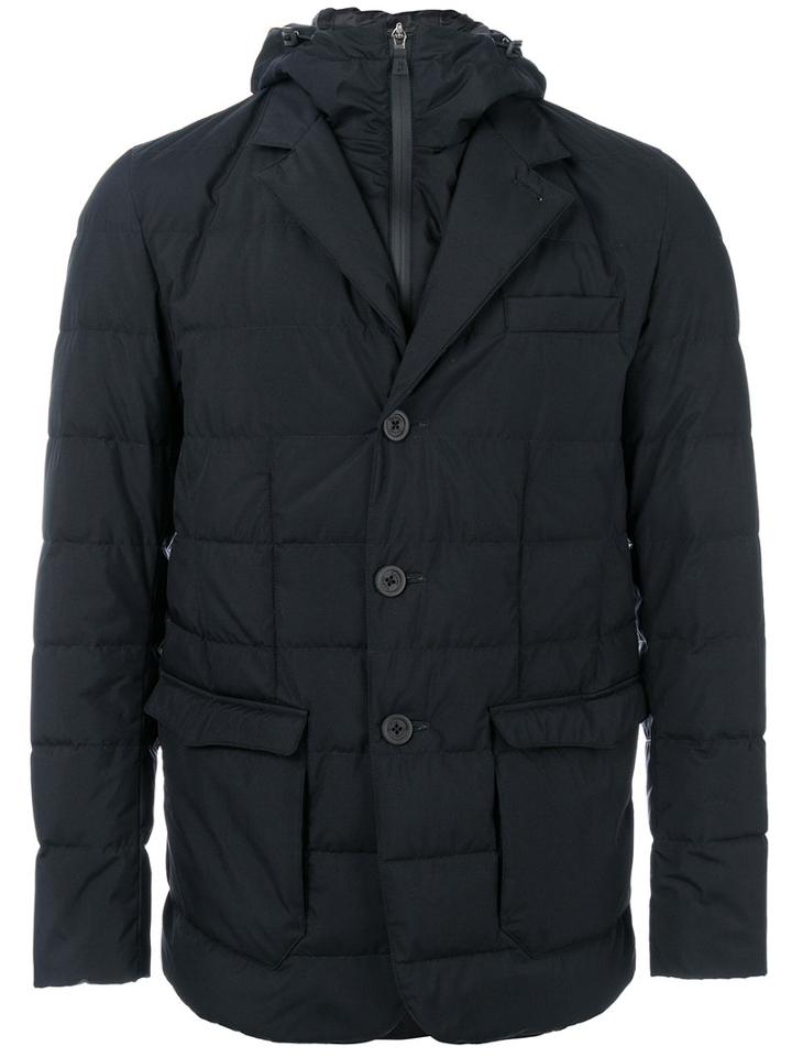 Herno - Flap Pockets Hooded Jacket - Men - Polyamide/polyester/goose Down/fluorofibra - 48, Blue, Polyamide/polyester/goose Down/fluorofibra