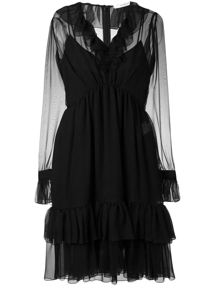 Givenchy Ruffle Trim Dress - Black