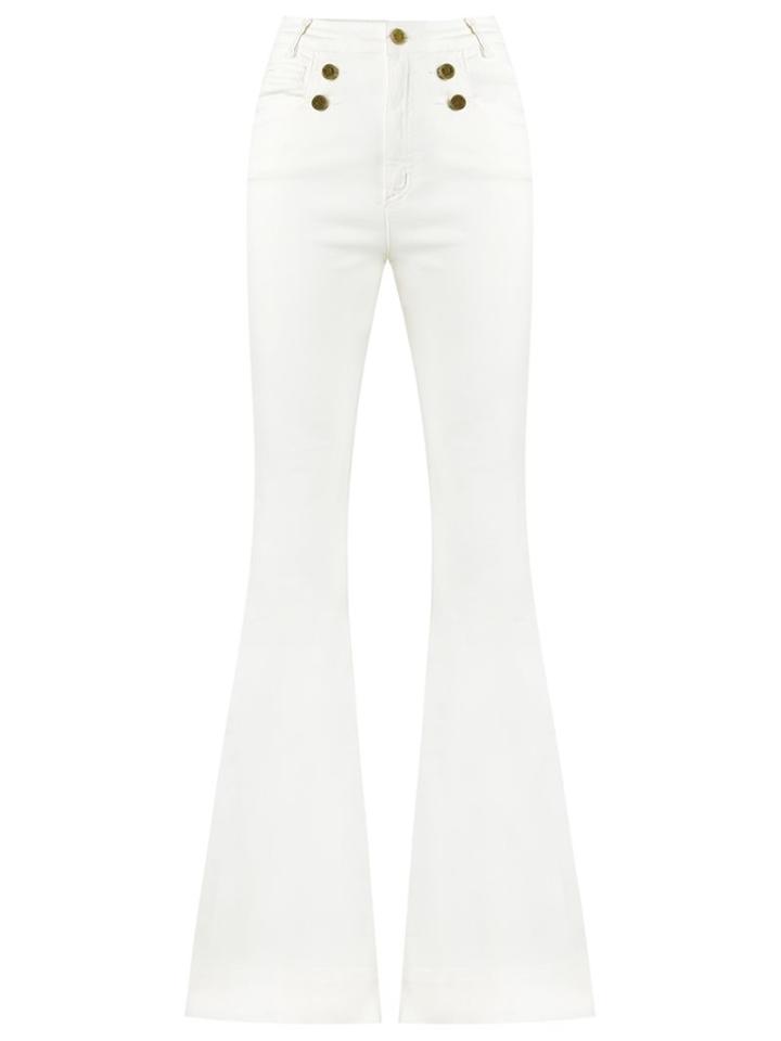 Talie Nk Flared Trousers, Women's, Size: 38, White, Cotton/spandex/elastane