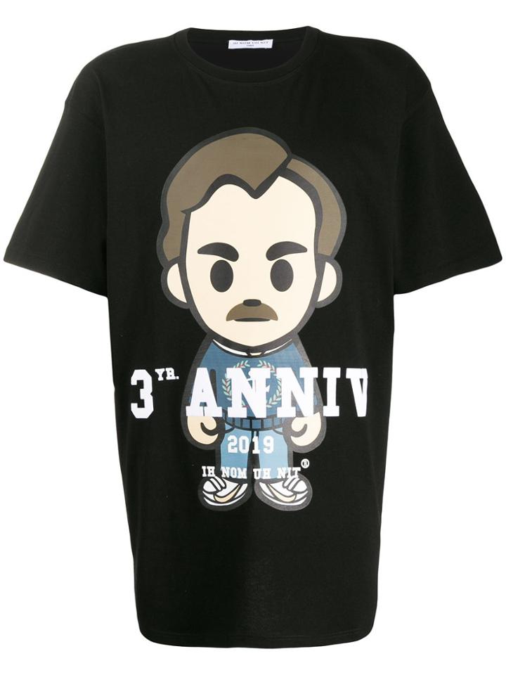 Ih Nom Uh Nit Cartoon Logo Print T-shirt - Black