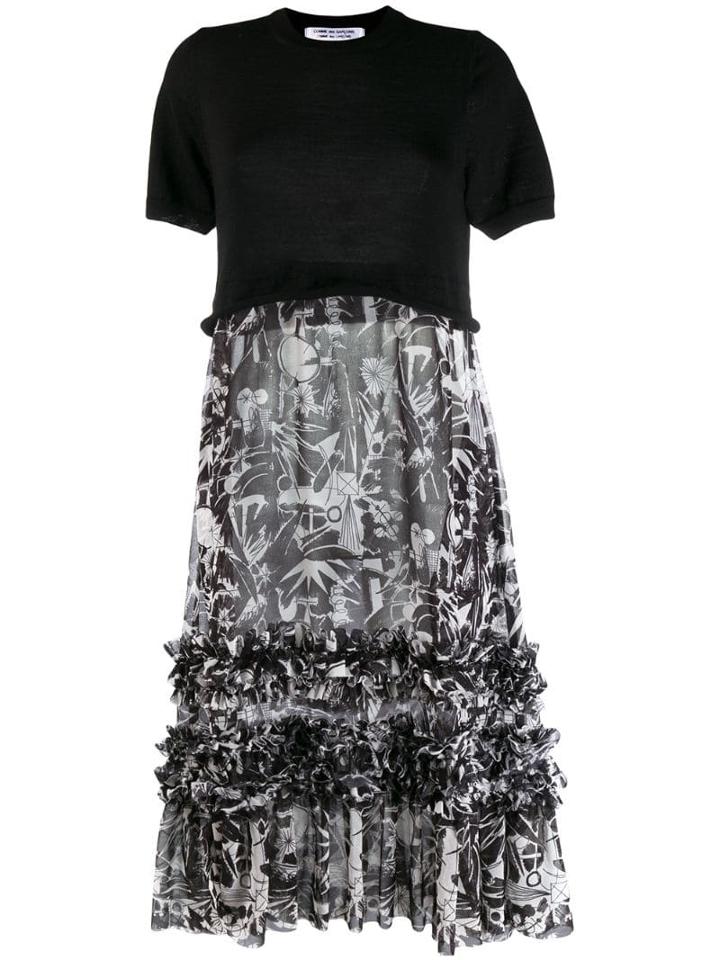 Comme Des Garçons Comme Des Garçons Two-tone Ruffled Dress - Black