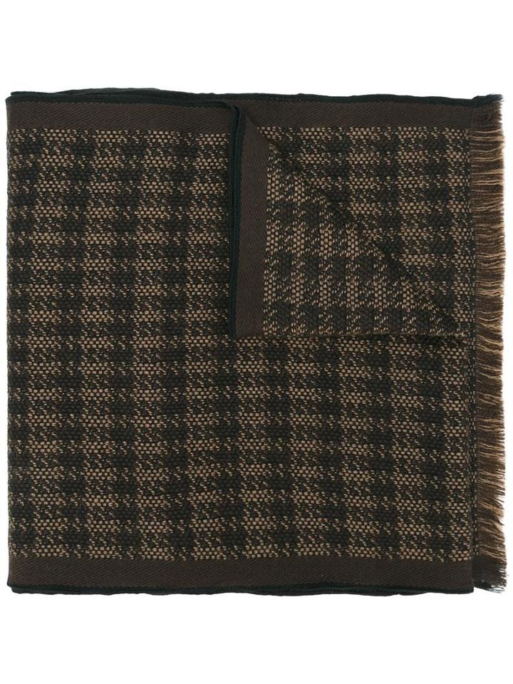 Canali Patterned Scarf, Men's, Brown, Wool