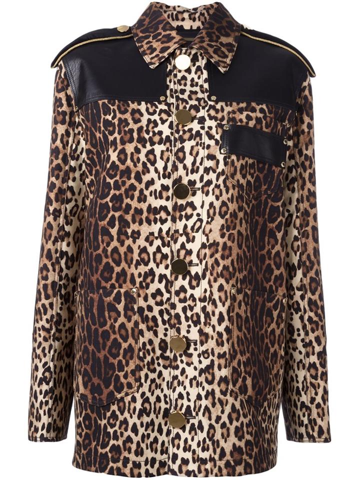 Givenchy Leopard Print Grain De Poudre Jacket - Brown