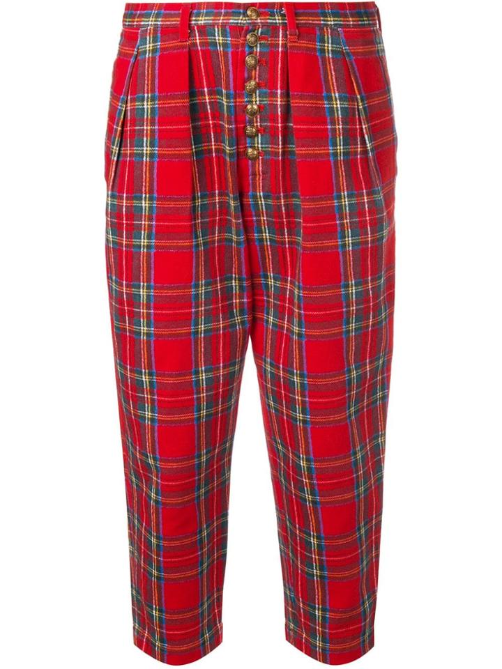 Comme Des Garçons Vintage Tartan Cropped Trousers - Red