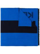 Kenzo Bicolour Intarsia Logo Scarf - Blue