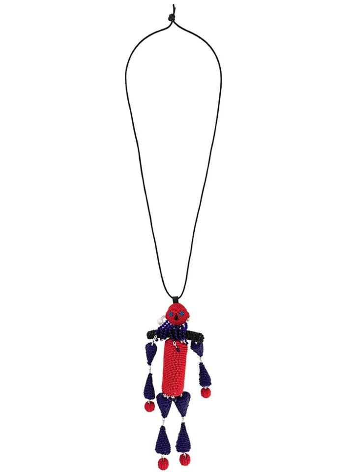 Walter Van Beirendonck Beaded Man Necklace - Red