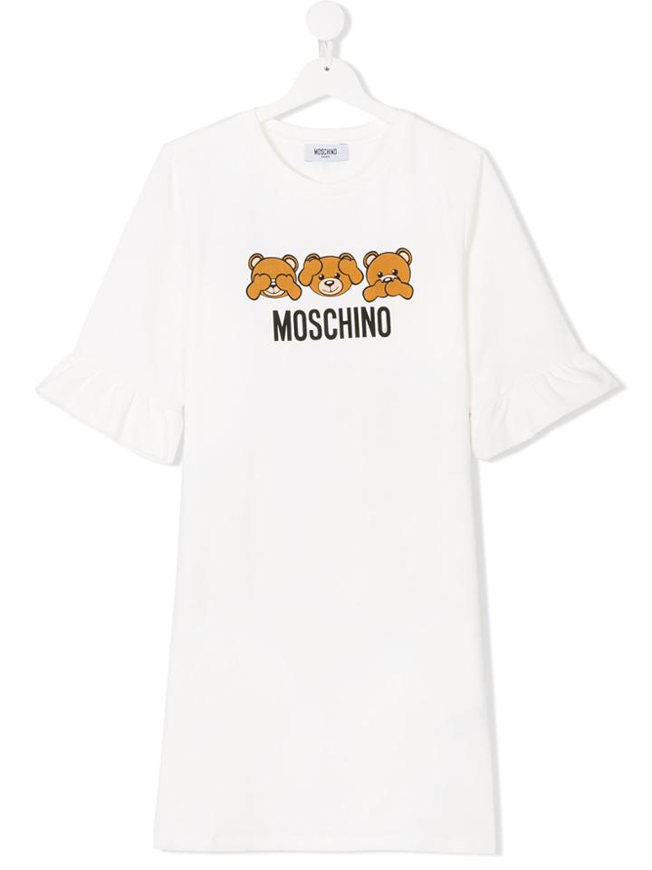 Moschino Kids Bear Print T-shirt Dress - White