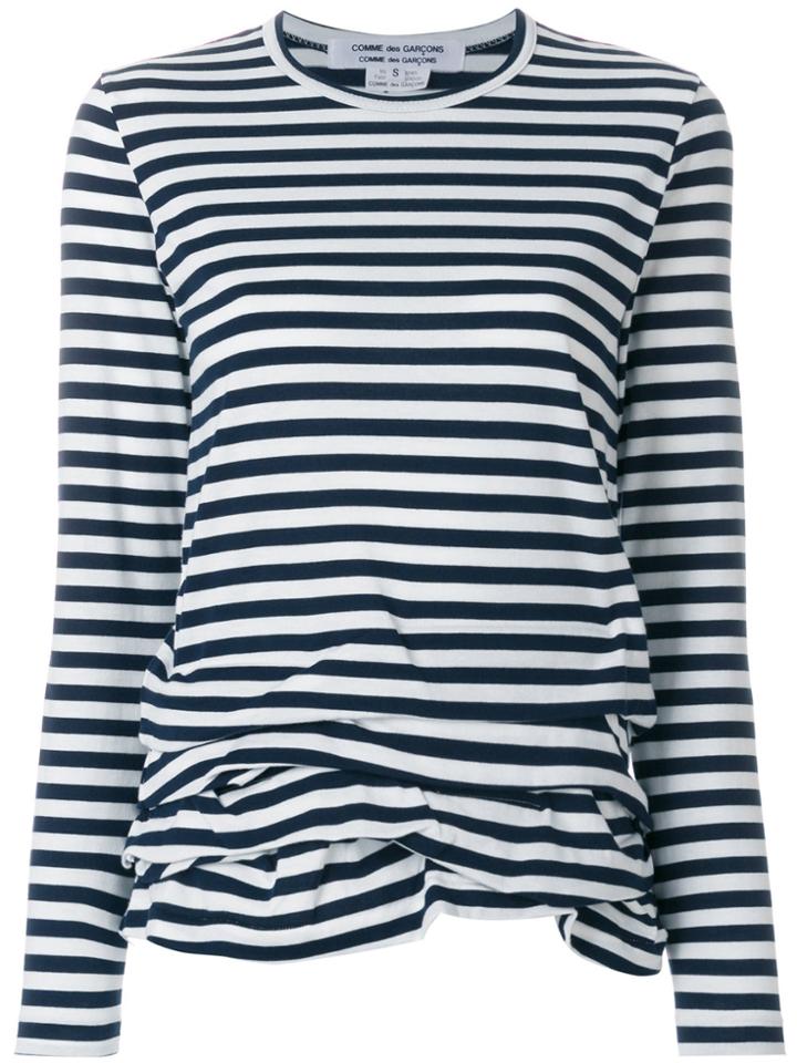 Comme Des Garçons Comme Des Garçons Ruffle Hem Breton Top - Blue