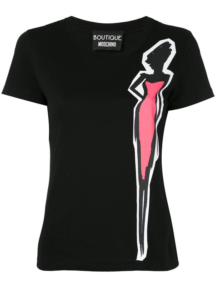Boutique Moschino - Pink Lady Print Tee - Women - Cotton - 40, Black, Cotton