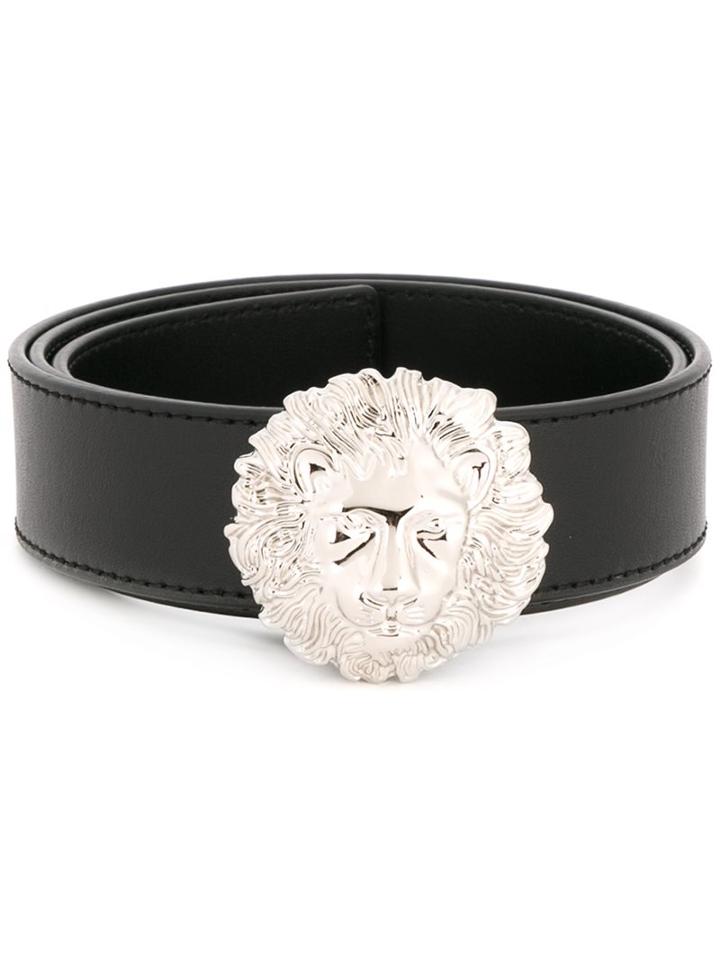 Versus Logo Buckle Belt, Women's, Size: 85, Black, Leather/metal