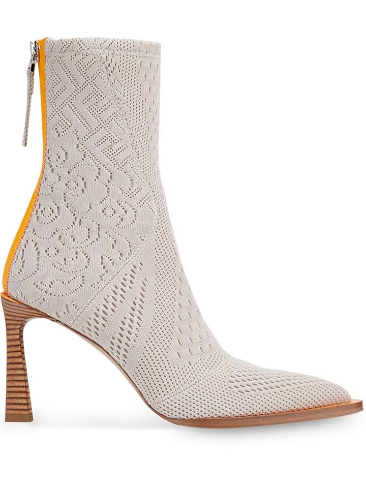 Fendi Mesh Ff Logo Booties - White