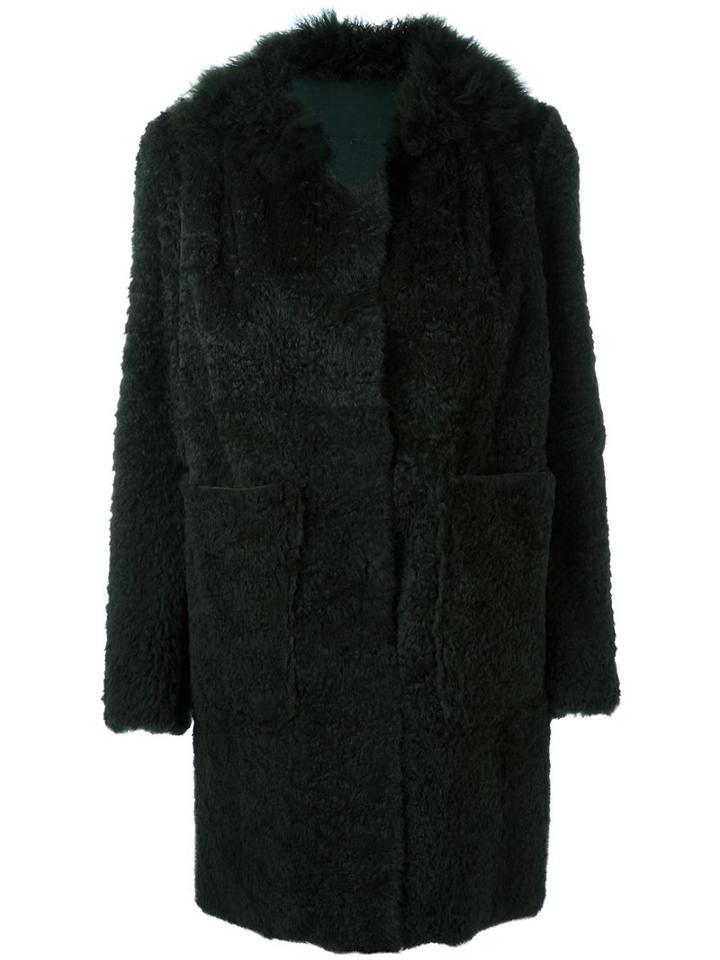 Salvatore Santoro Patch Pockets Mid-length Coat, Women's, Size: 42, Green, Sheep Skin/shearling