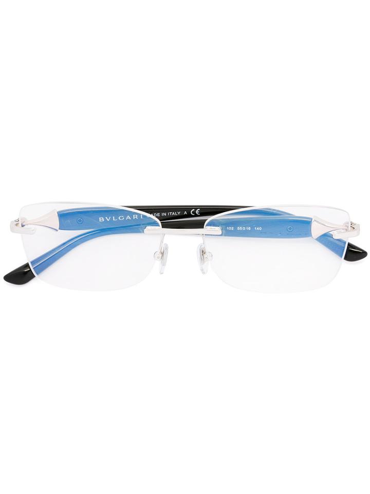 Bulgari Square Frame Glasses, Black, Acetate/metal