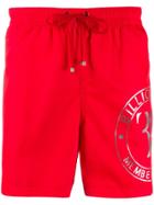 Billionaire Logo Print Swim Shirts - Red