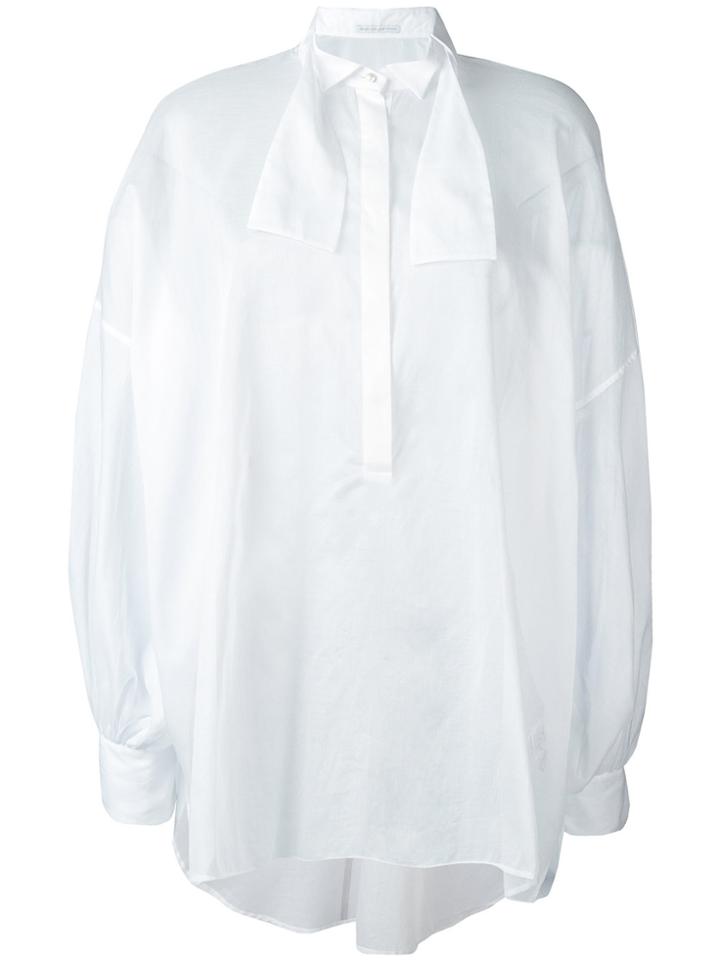 Ermanno Scervino Tied Neck Sheer Shirt - White