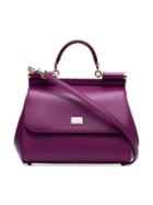 Dolce & Gabbana Purple Sicily Medium Leather Tote Bag - Pink