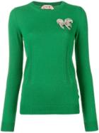 No21 Brooch Embellished Sweater - Green