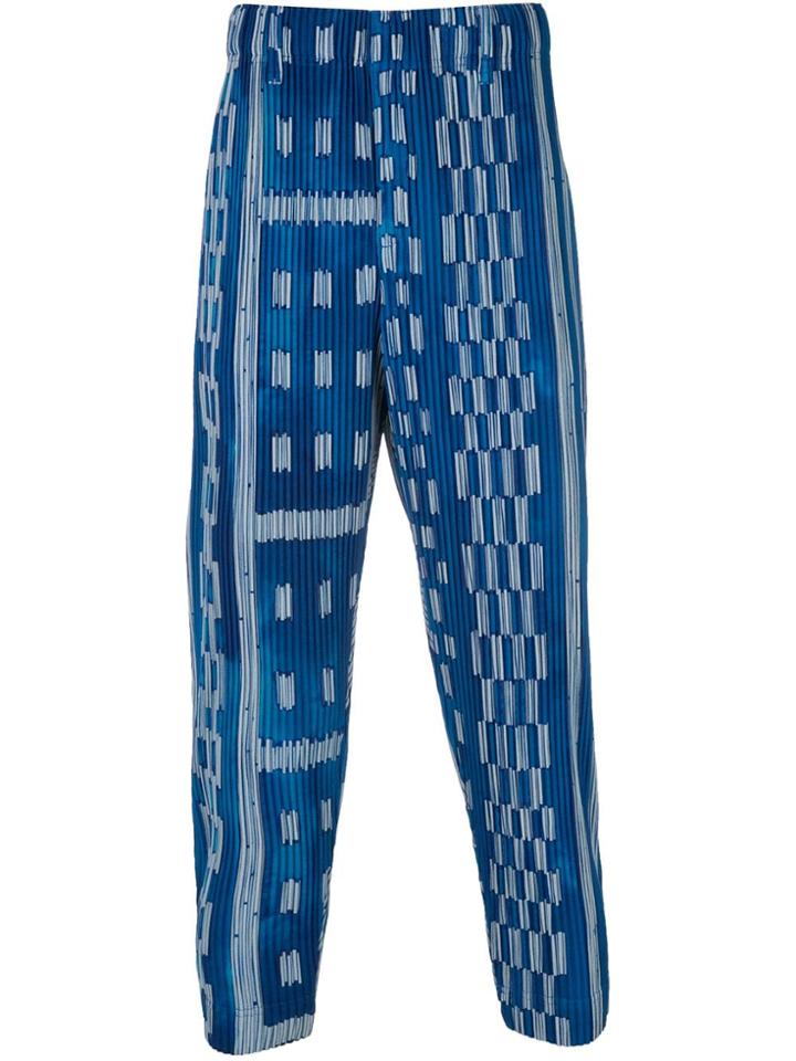 Homme Plissé Issey Miyake Ikat Straight-leg Trousers - Blue