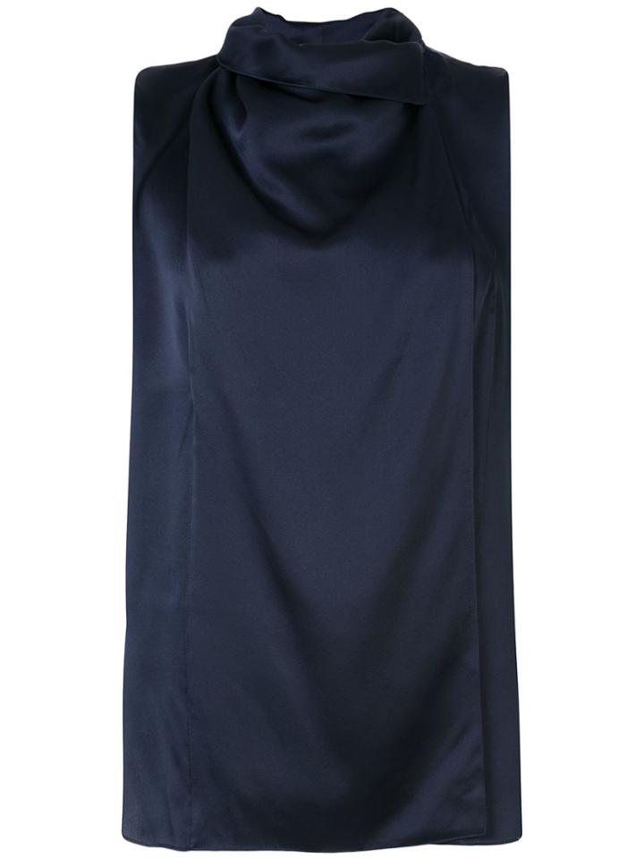 Adam Lippes Sleeveless Draped-neck Top - Blue