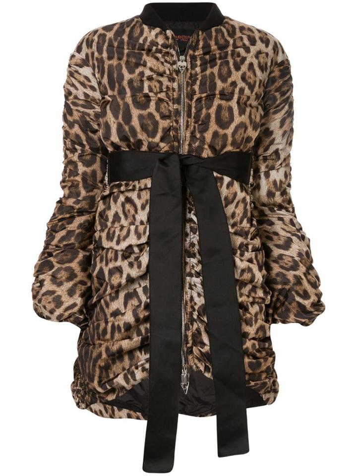Giambattista Valli Leopard Draped Bomber Jacket - Brown