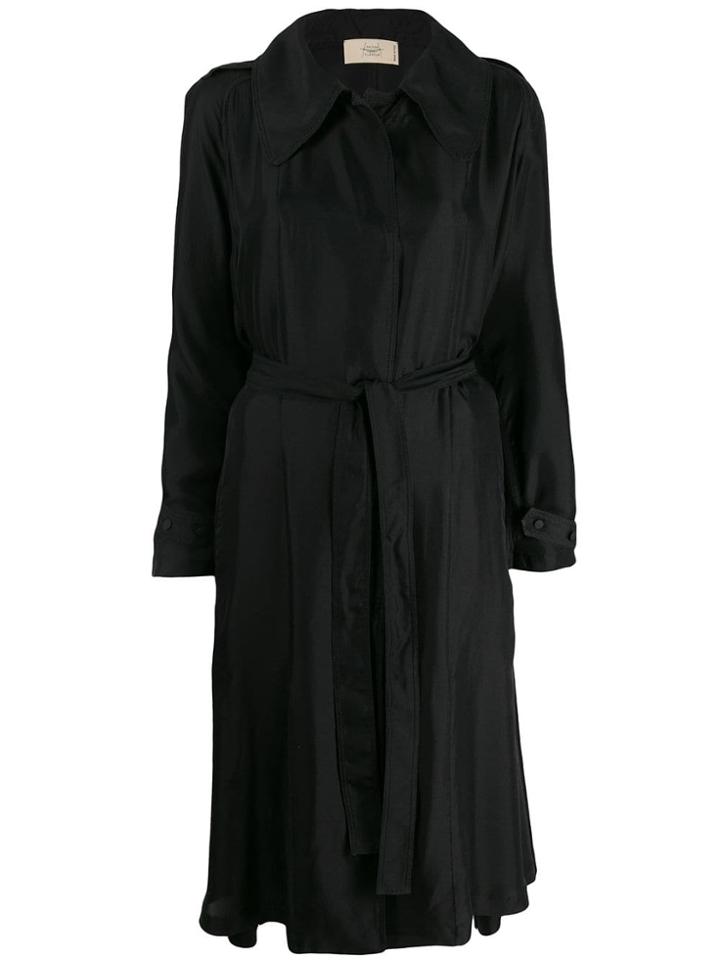 Maison Flaneur Asymmetric Wrap Coat - Black