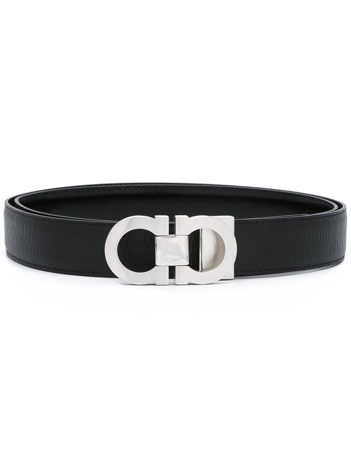 Salvatore Ferragamo Logo Buckle Belt, Men's, Size: 115, Black, Leather
