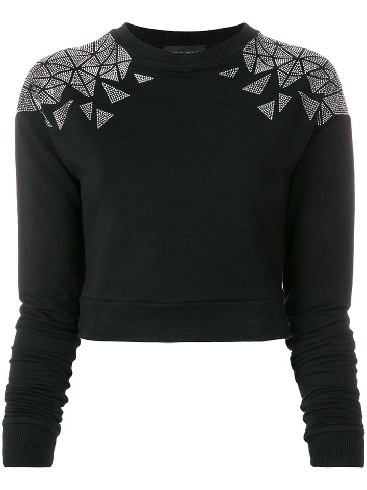 Frankie Morello Geometric Shoulder Print Top - Black