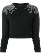 Frankie Morello Geometric Shoulder Print Top - Black