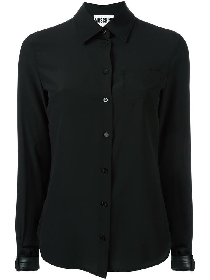 Moschino Buckle Cuff Blouse, Women's, Size: 44, Black, Silk/polyester/polyurethane