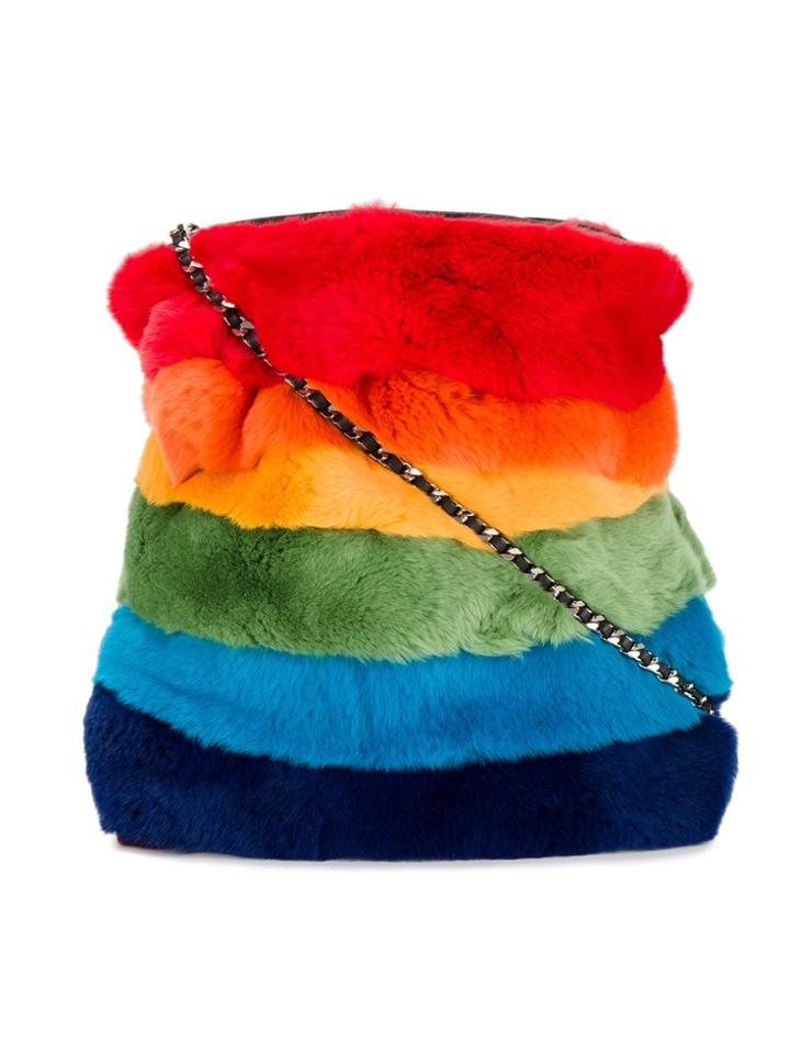 Les Petits Joueurs Trilly Rainbow Fur Shoulder Bag - Multicolour