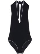 Burberry Piping Detail Halterneck Swimsuit - Black