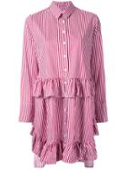 Elaidi Striped Ruffle Detail Tunic Top, Women's, Size: 38, Red, Cotton