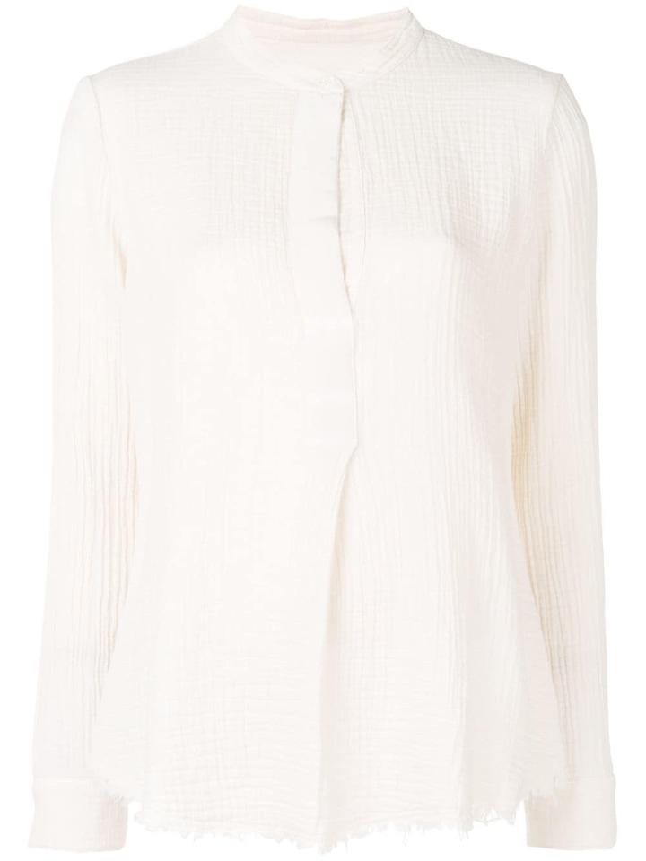 Raquel Allegra Henley Crease Effect Blouse - White