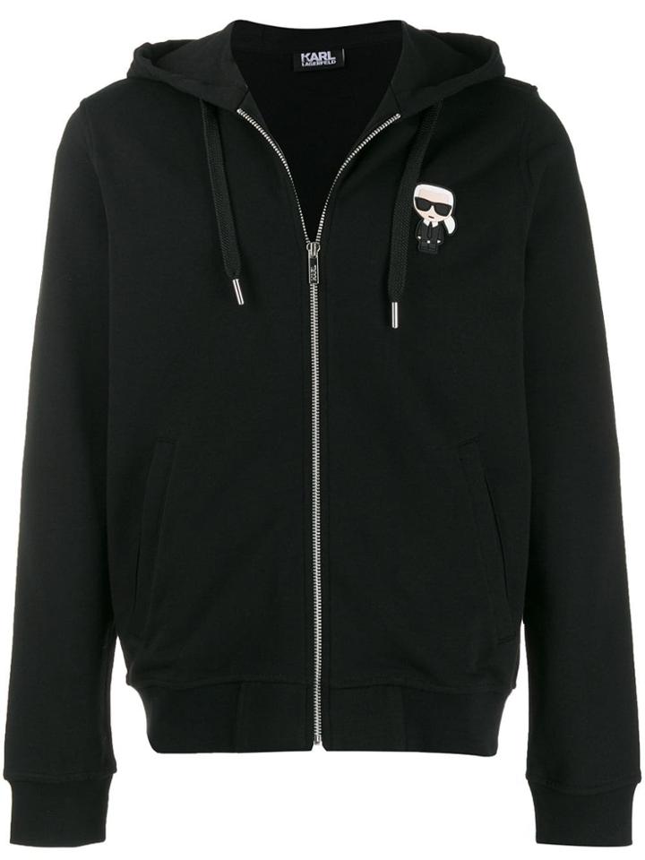 Karl Lagerfeld Karl Patch Zipped Hoodie - Black