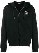 Karl Lagerfeld Karl Patch Zipped Hoodie - Black