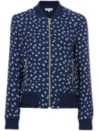 Michael Michael Kors - Floral Bomber Jacket - Women - Polyester/spandex/elastane - M, Blue, Polyester/spandex/elastane
