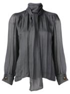 Yves Saint Laurent Vintage French Cuff Blouse, Women's, Size: Medium, Grey