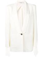 Philosophy Di Lorenzo Serafini Tuxedo-lapel Longline Jacket, Women's, Size: 40, White, Viscose/linen/flax/acetate