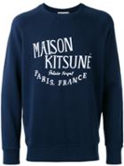 Maison Kitsuné 'palais Royal' Pattern Jumper, Men's, Size: Large, Blue, Cotton