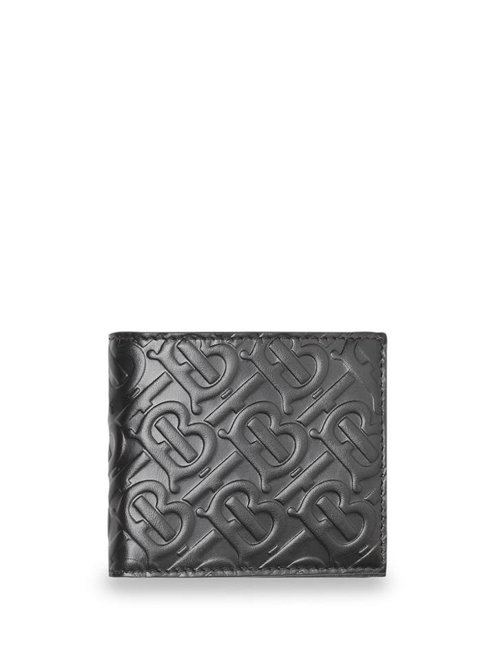 Burberry Monogram Leather International Bifold Coin Wallet - Black